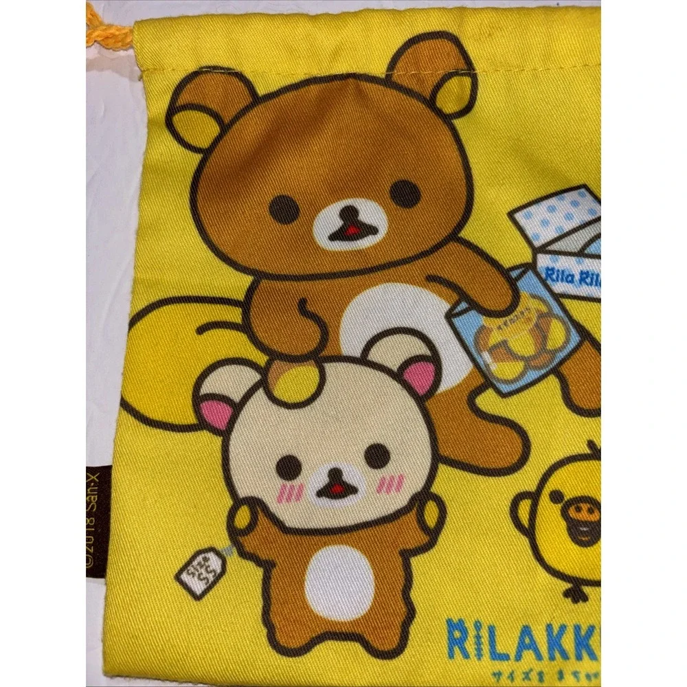 San-X Rilakkuma Rila Rila Shop Drawstring Pouch Bag 2018 Kiiroitori Korilakkuma